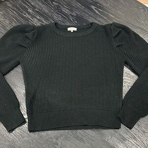 Sugar + lips Black Ribbed Crew Neck Sweater